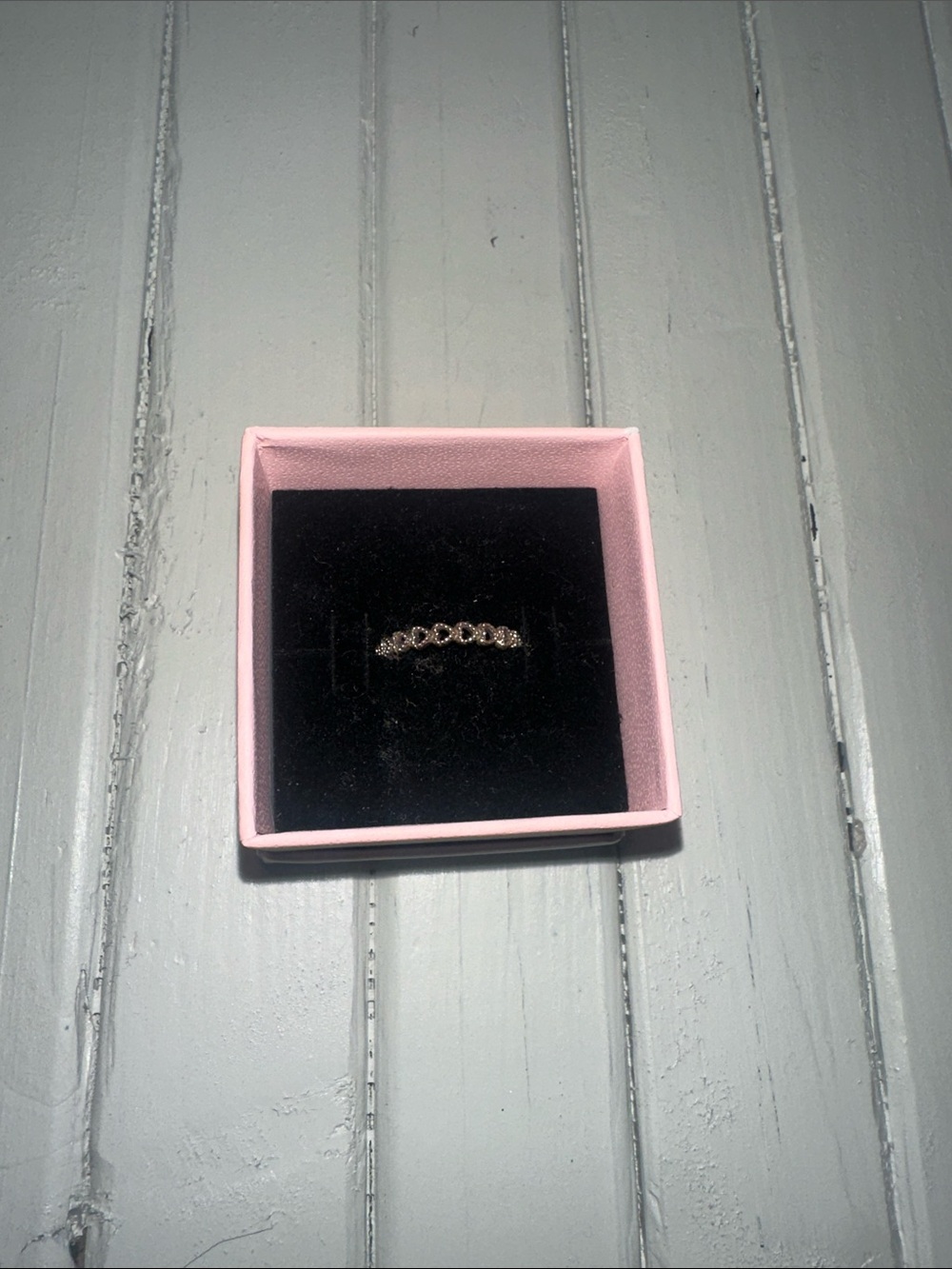 Pandora Pink Boxed Silver Crystal Band Ring